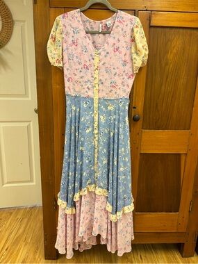 Evie Floral Patchwork Midi Dress – Cottagecore Style size medium